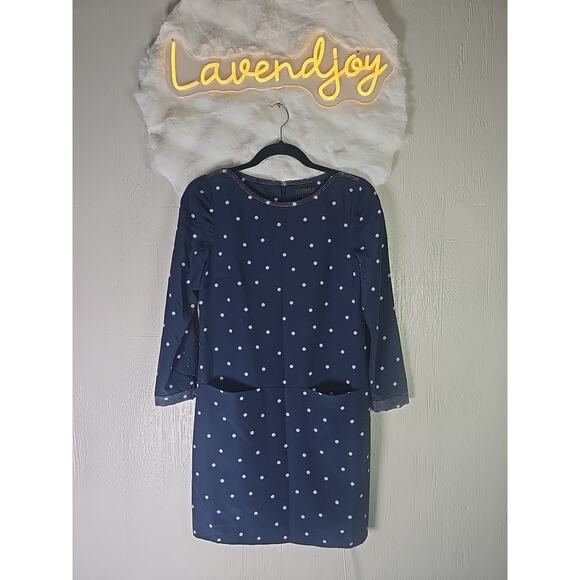 J.CREW Dresses & Skirts - J Crew Silk Shift Dress Womens 00 Blue Polka Dot Career Office Lined Pockets